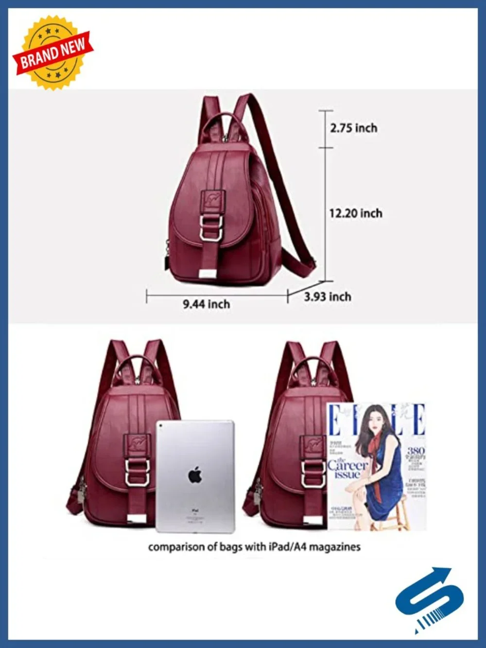 Large Genuine Leather Backpack for Women, Satchel Shoulder Bag for Travel Work